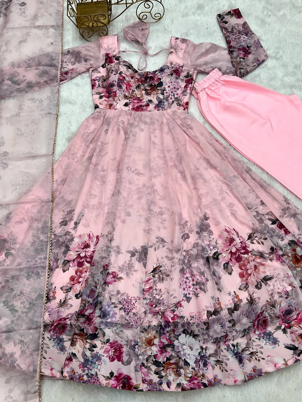 ANARKALI GOWN WITH DUPATTA & PANT SET