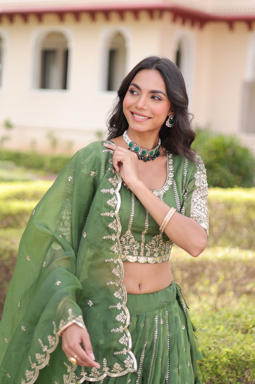 Royal Gold Crush Peplum Lehenga Set