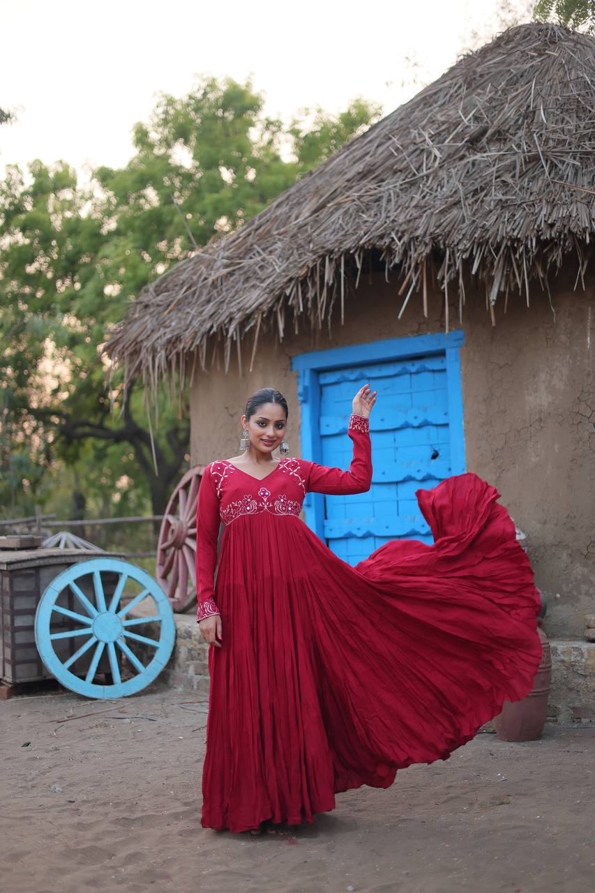 Mesmerizing Navratri Wear Rayon Fully Stitched Designer Gown - Ethnicwish