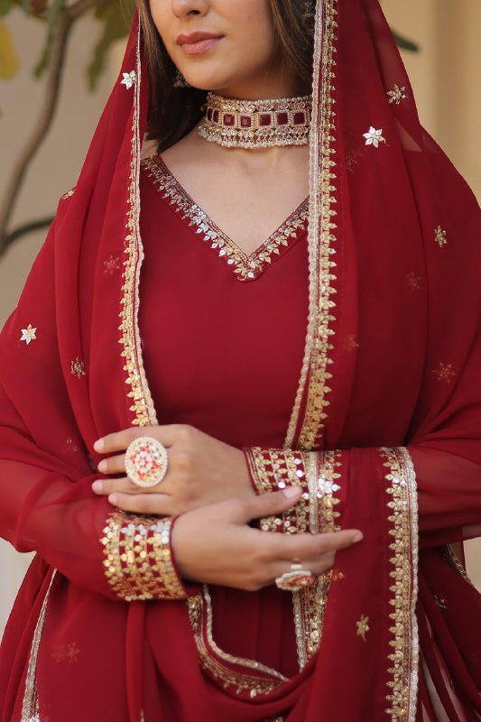 Graceful Faux Georgette Sequins Multi Worked Designer Gown - Ethnicwish