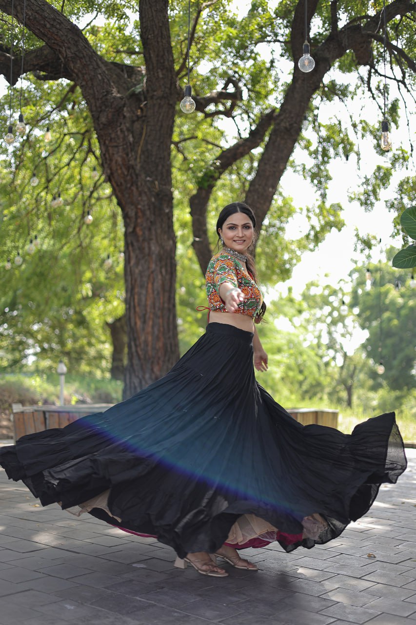 Glorious Navratri Wear Rayon Ruffle Fully Stitched Lehenga Choli - Ethnicwish