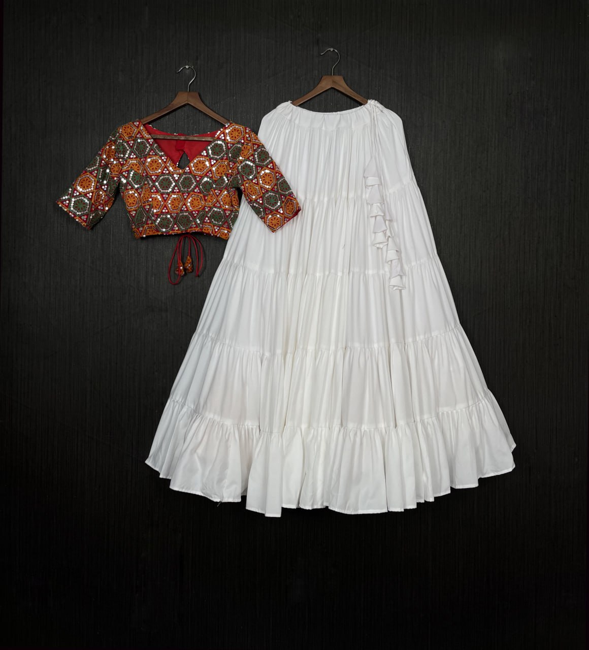 Glorious Navratri Wear Rayon Ruffle Fully Stitched Lehenga Choli - Ethnicwish