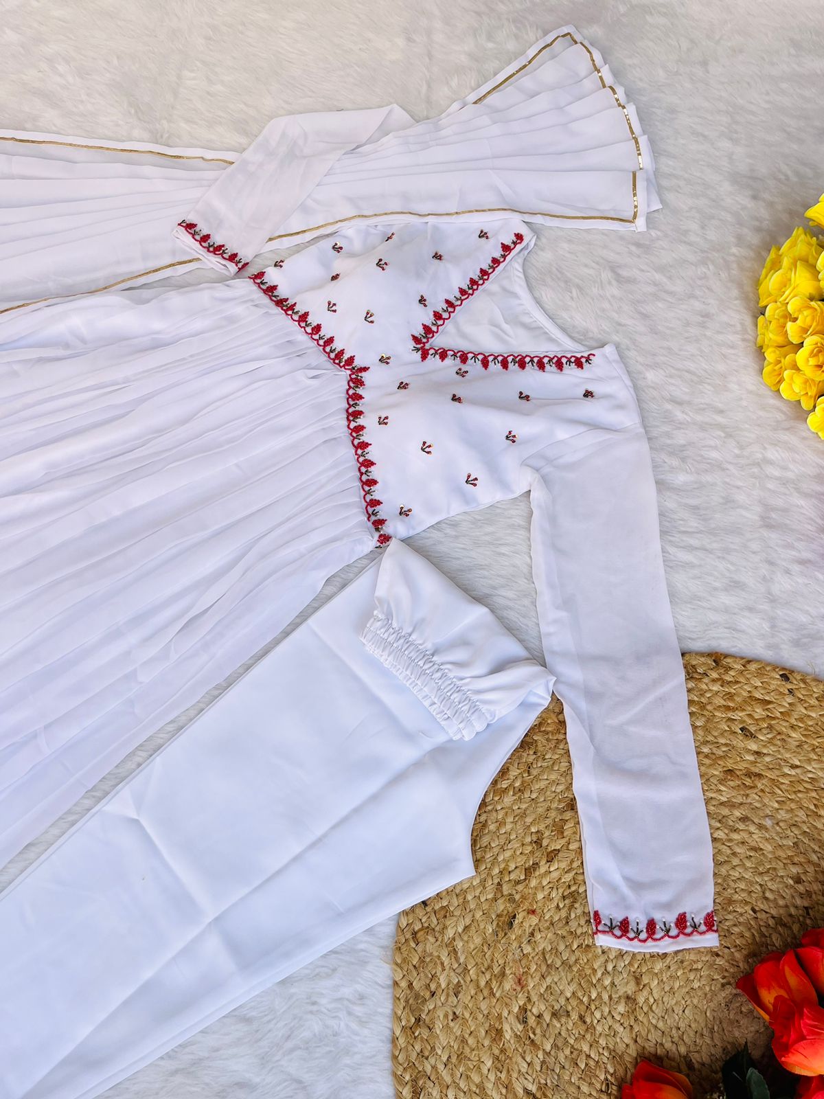 Exquisite Faux Georgette Festive Wear Handworked Suit - Ethnicwish