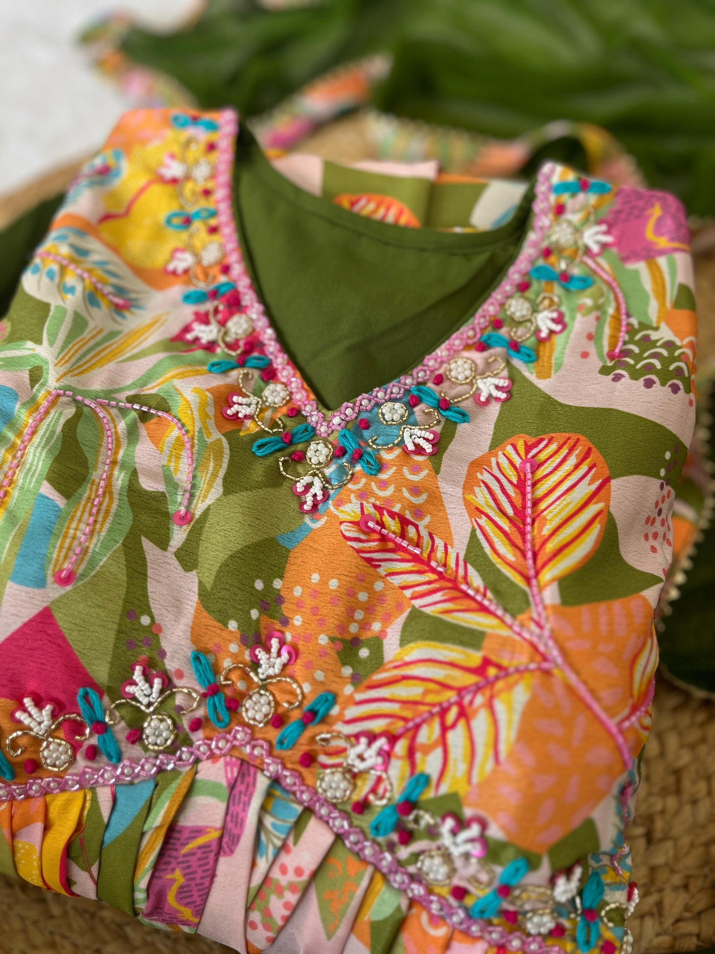 Magnificent Green Soft Chinon Floral Printed Handworked Festive Wear Anarkali Pant Suit - Ethnicwish