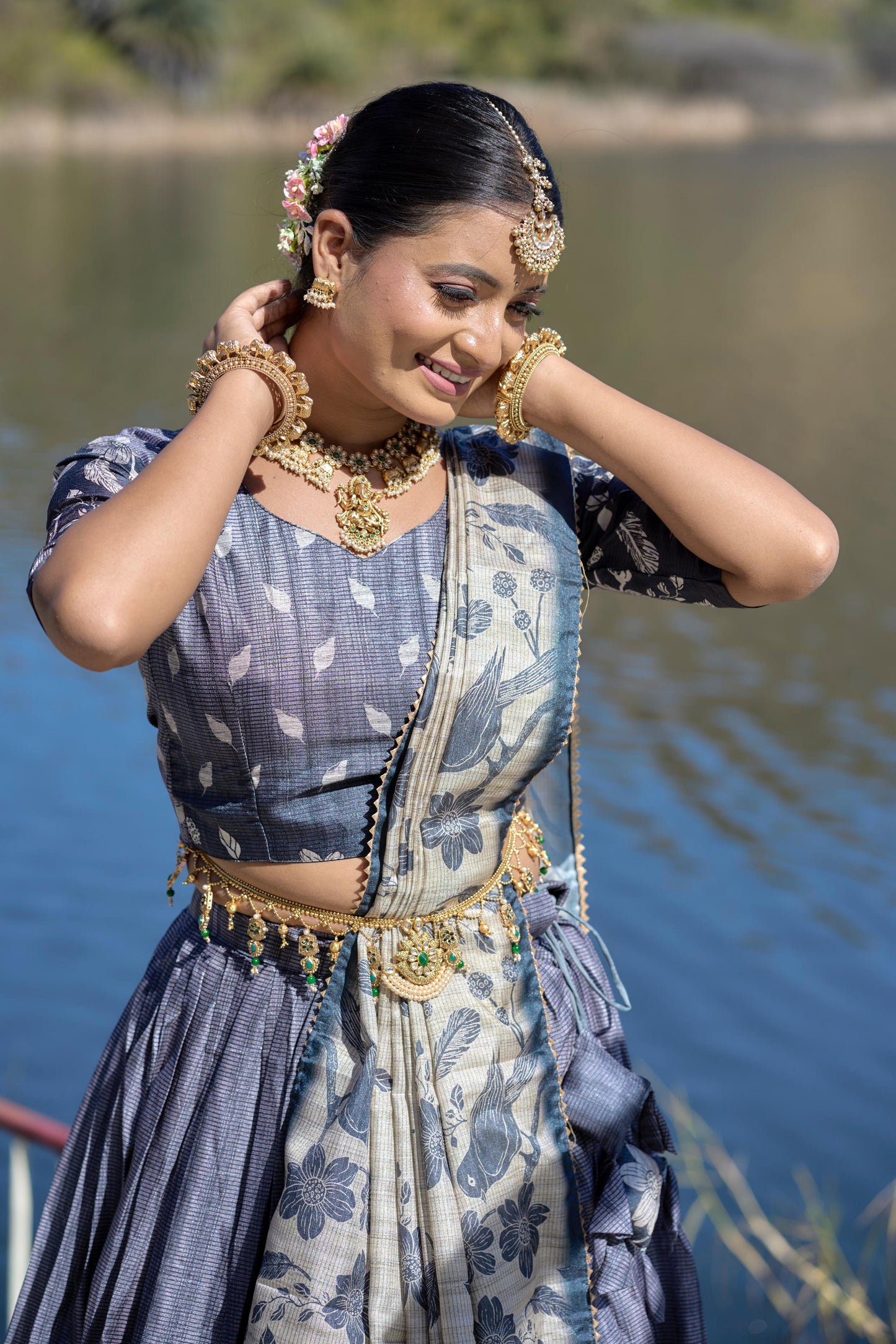Stunning Pure Manipuri Silk Printed Lehenga Choli Set - Ethnicwish