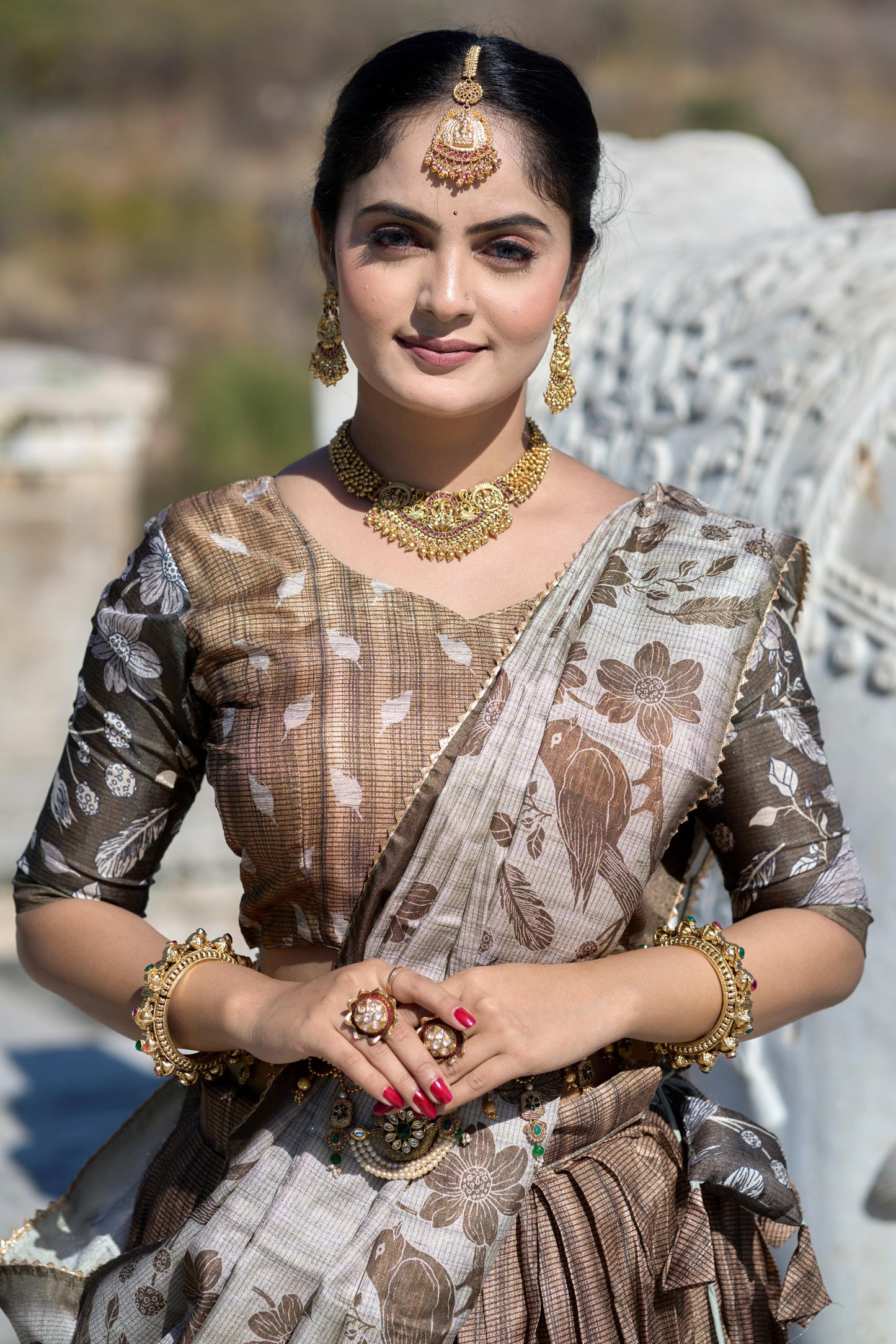 Stunning Pure Manipuri Silk Printed Lehenga Choli Set - Ethnicwish