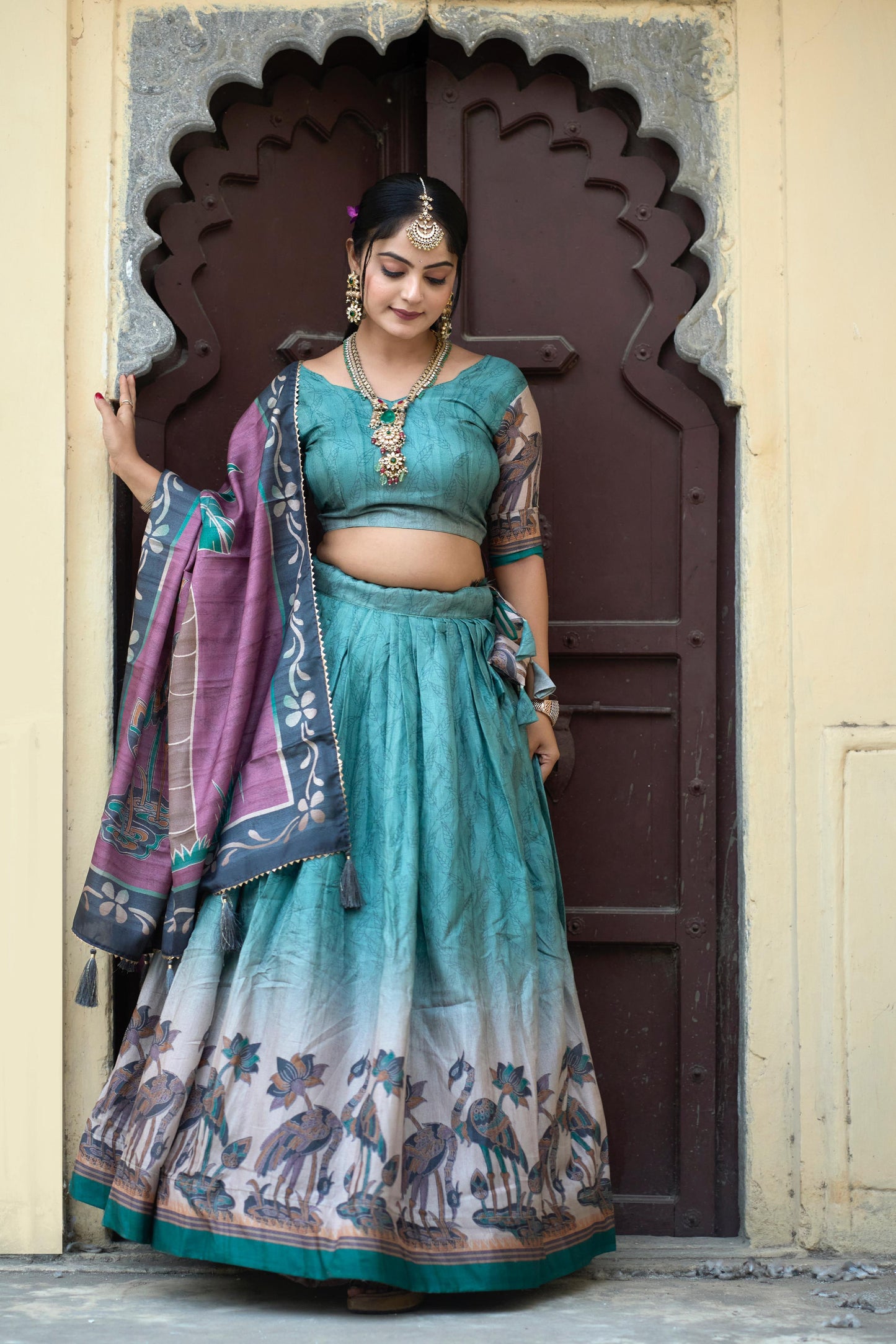 Breathtaking Pure Manipuri Silk Printed Designer Lehenga Choli - Ethnicwish