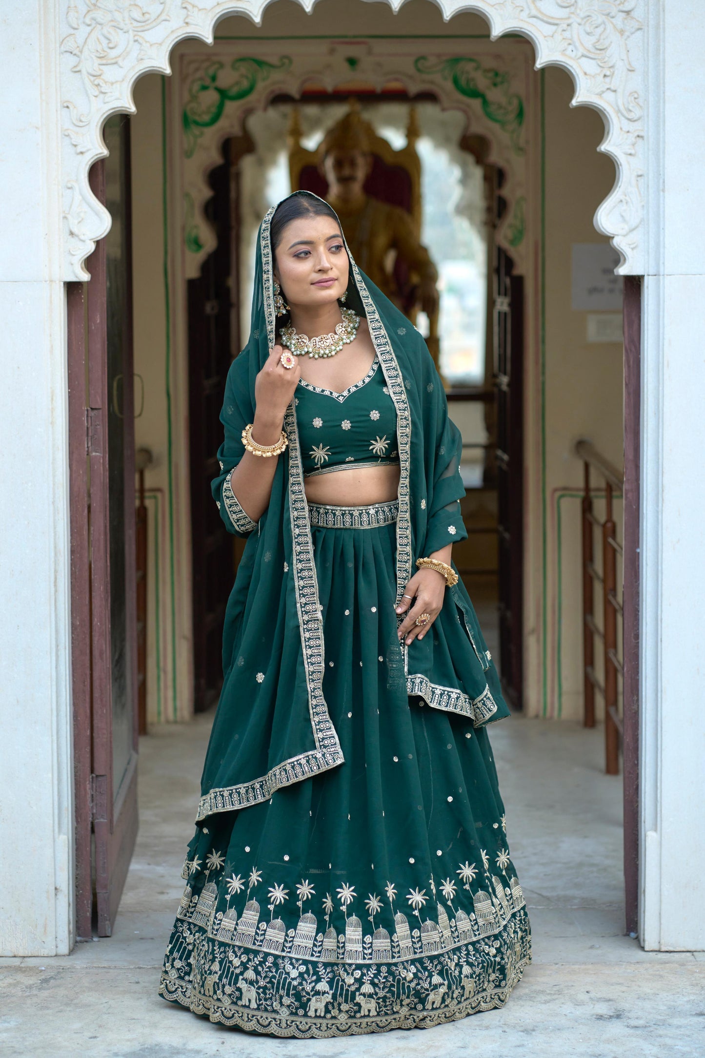 Stylish Georgette Rich Sequins Embroidered Lehenga Choli Set - Ethnicwish