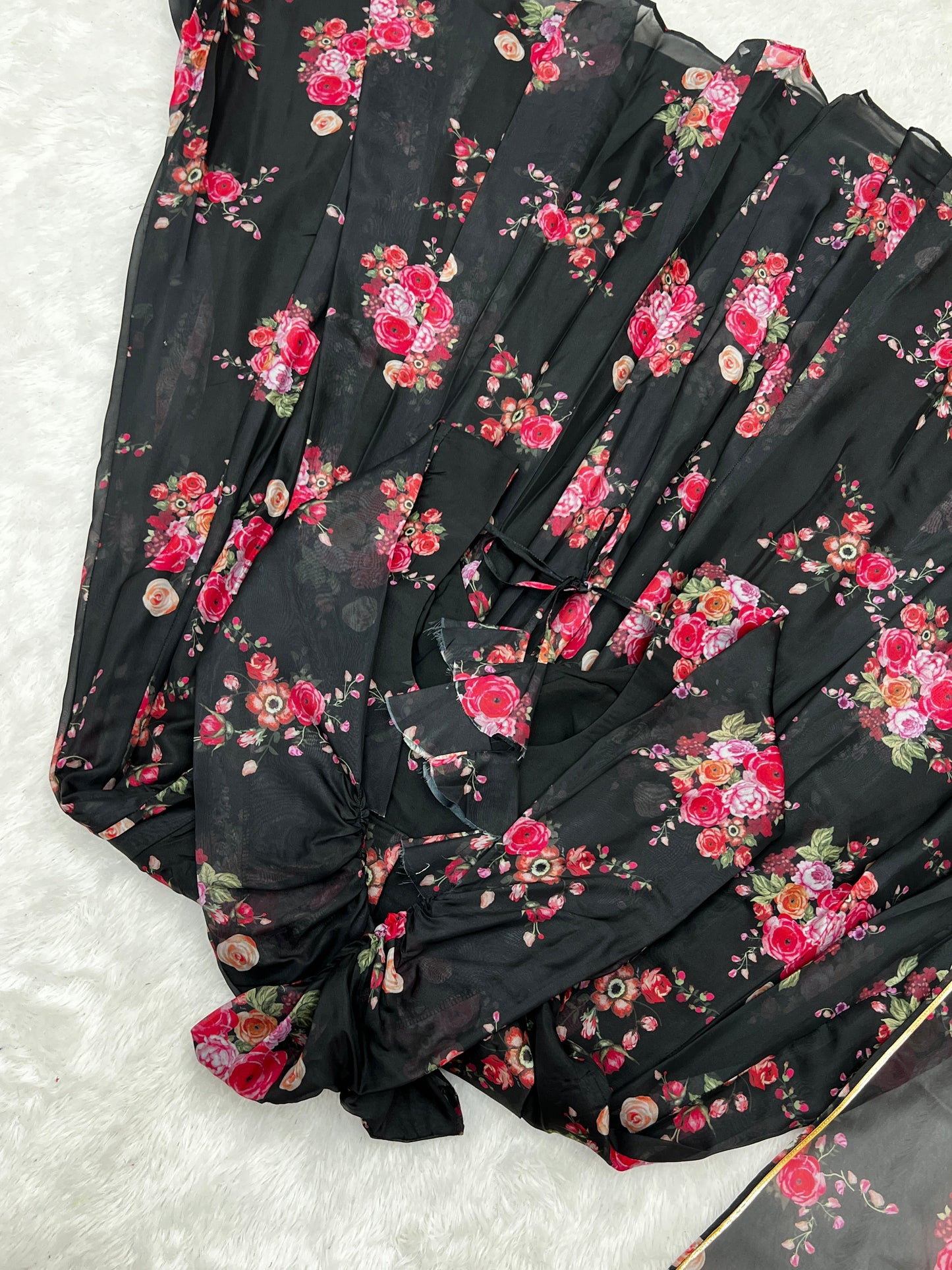 Glamorous Organza Silk Floral Printed Designer Anarkali Pant Suit - Ethnicwish