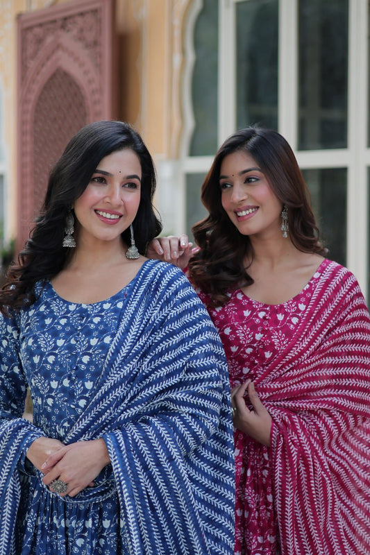 Elegant Pure Cotton Suit Set Full Sleeves With Matching Dupatta