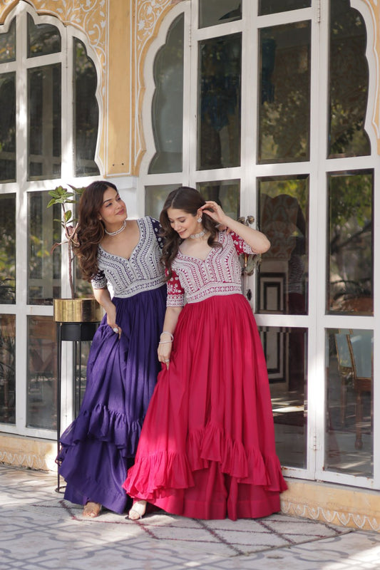 Elegant Star Georgette Lehenga Kurti Set – Fusion of Grace & Glamour