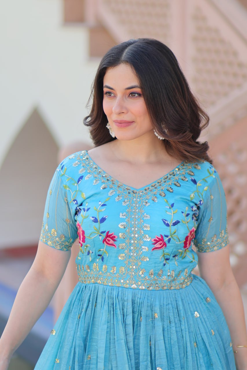 Gold Crush Embroidered Gown – Fully Stitched & Ready to Wear