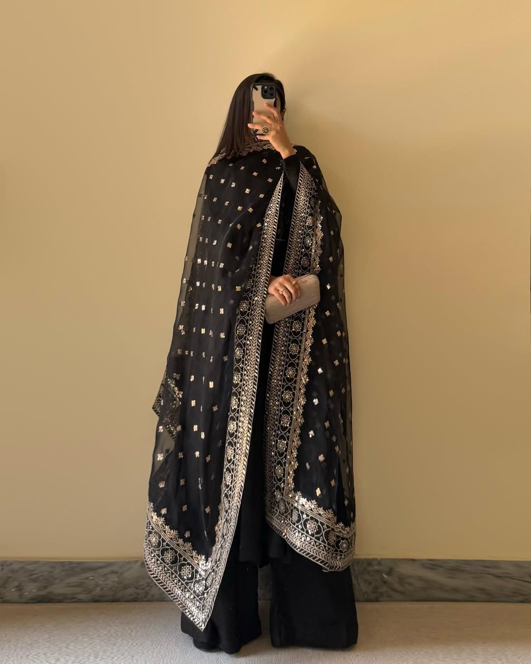 Elegant Pure Faux Georgette Kurta Dupatta Set With Palazzo