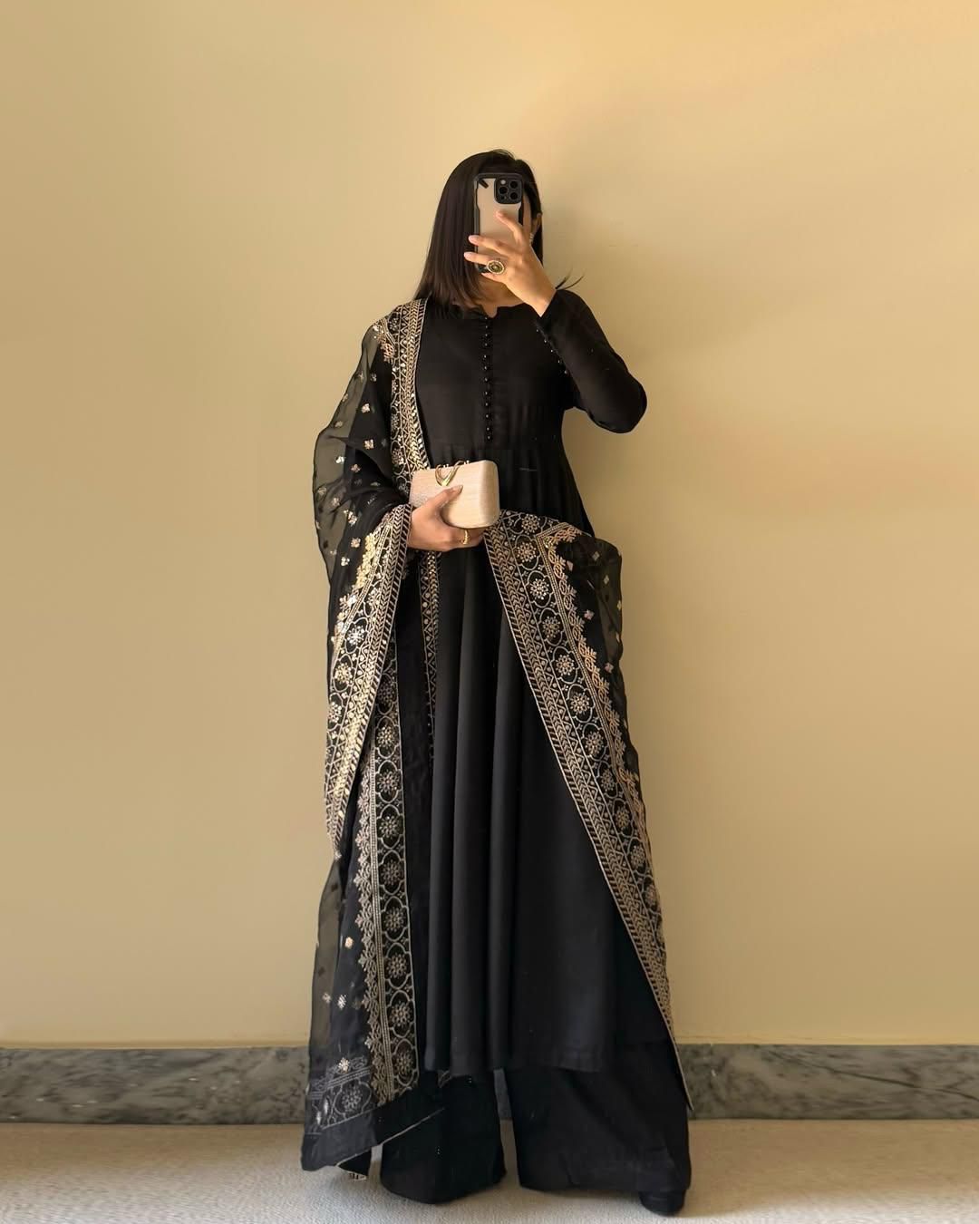 Elegant Pure Faux Georgette Kurta Dupatta Set With Palazzo