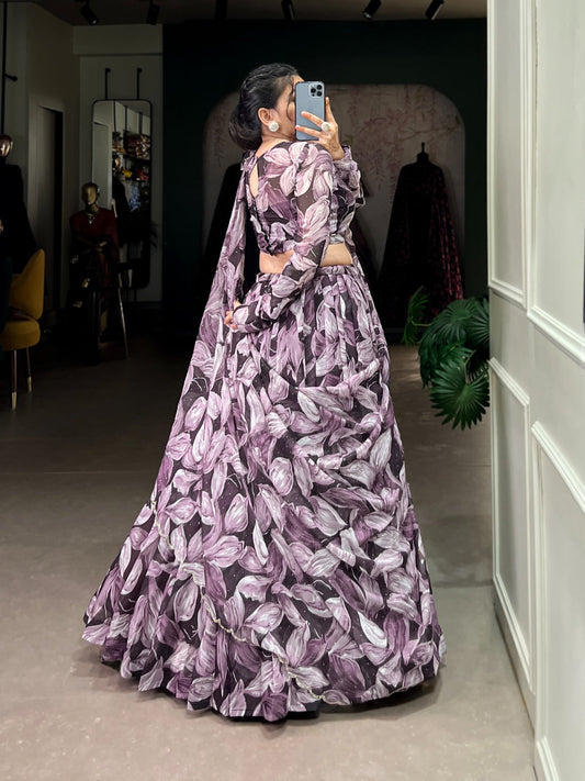 Spellbinding Tabby Silk Printed Hotfix Worked Lehenga Choli - Ethnicwish