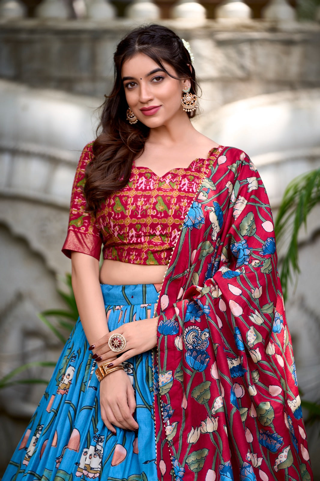 Amazing Tussar Silk Patola Printed Lehenga Choli Set - Ethnicwish