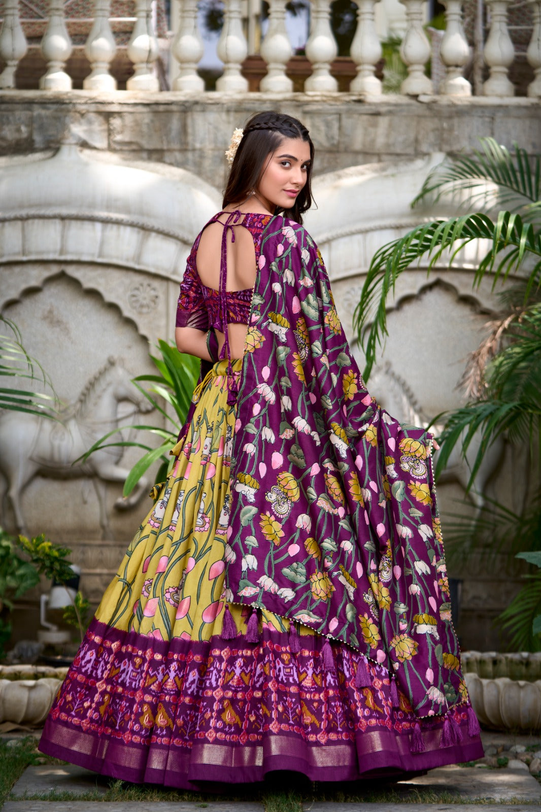 Amazing Tussar Silk Patola Printed Lehenga Choli Set - Ethnicwish