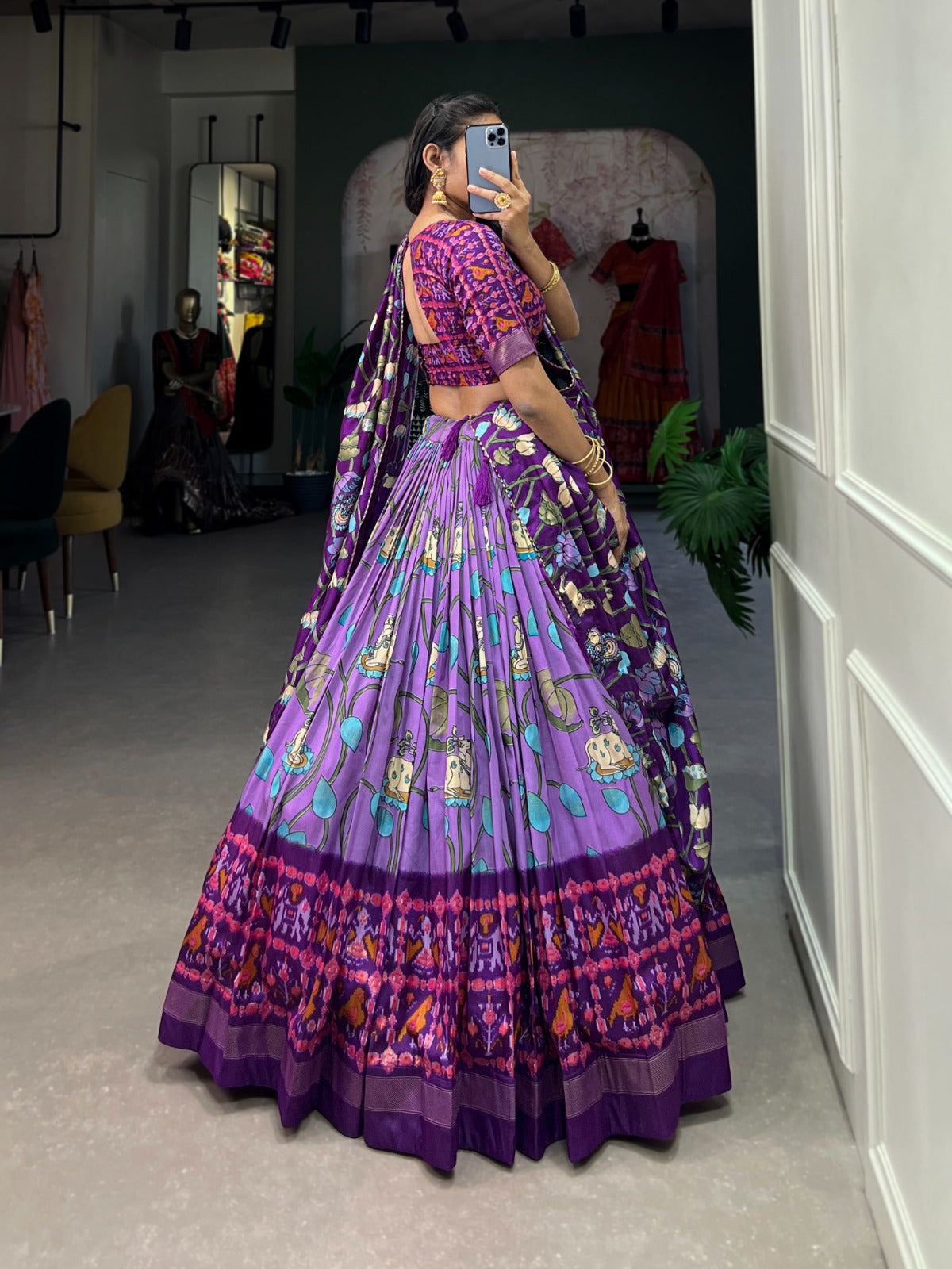 Amazing Tussar Silk Patola Printed Lehenga Choli Set - Ethnicwish