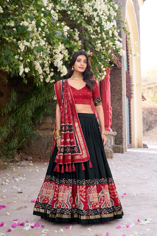 Enchanting Tussar Silk Patola Printed Lehenga Choli Set