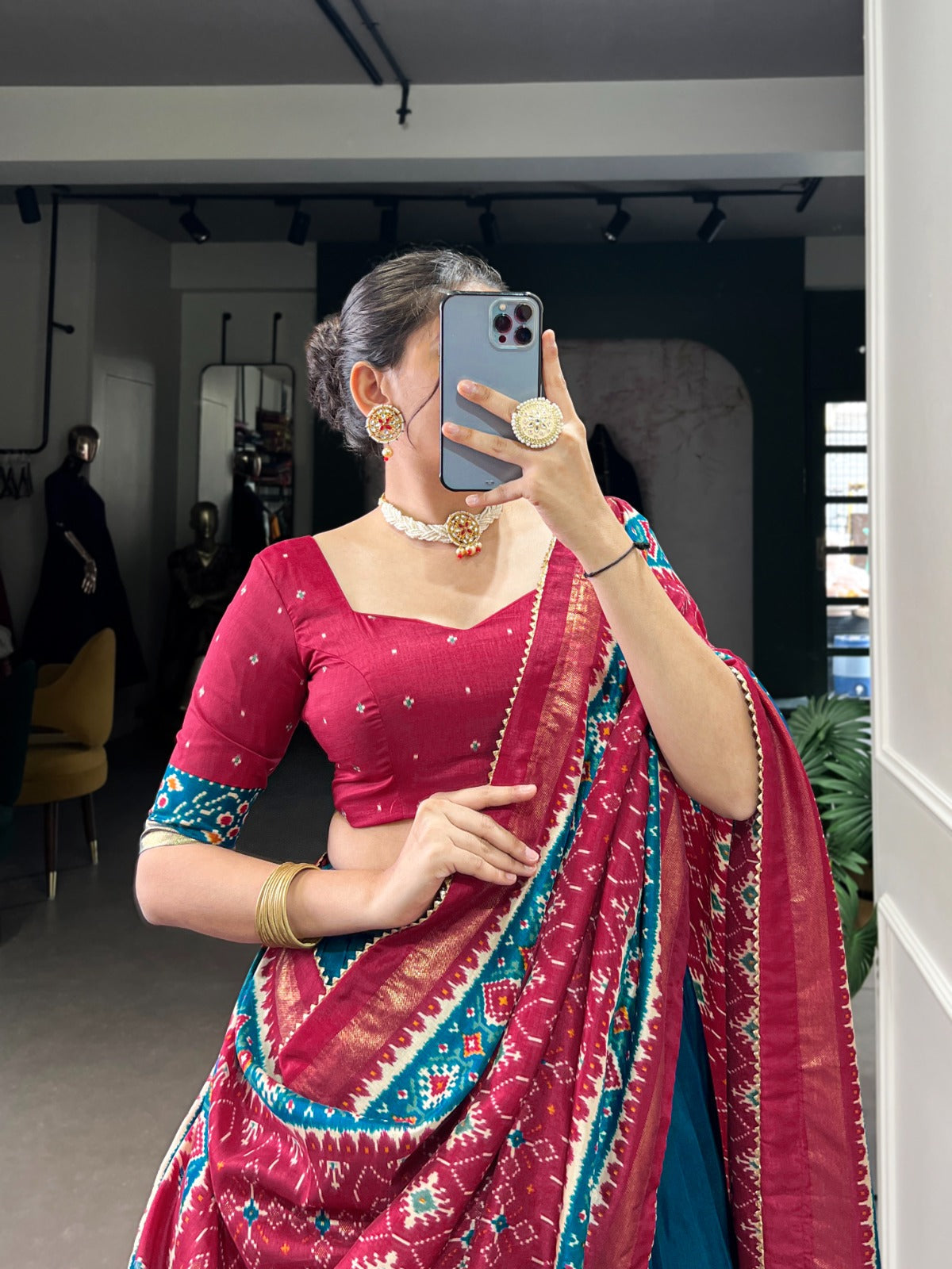 Enchanting Tussar Silk Patola Printed Lehenga Choli Set