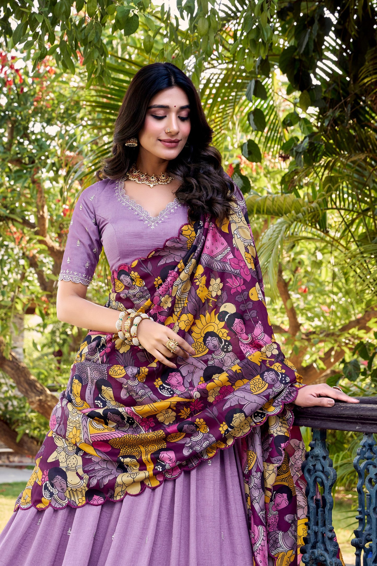Amazing Vichitra Silk Sequins Thead Worked Lehenga Choli
