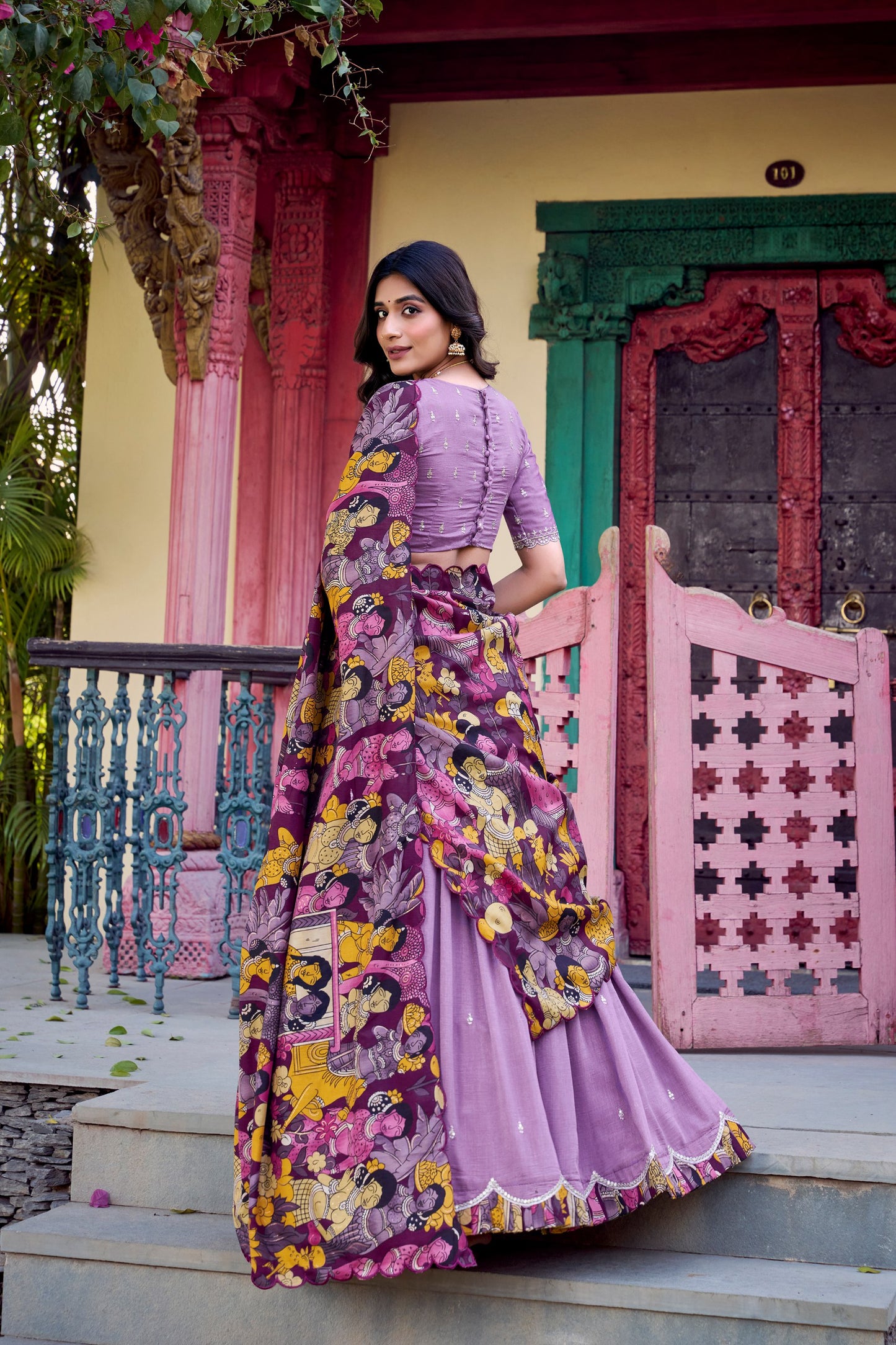 Amazing Vichitra Silk Sequins Thead Worked Lehenga Choli