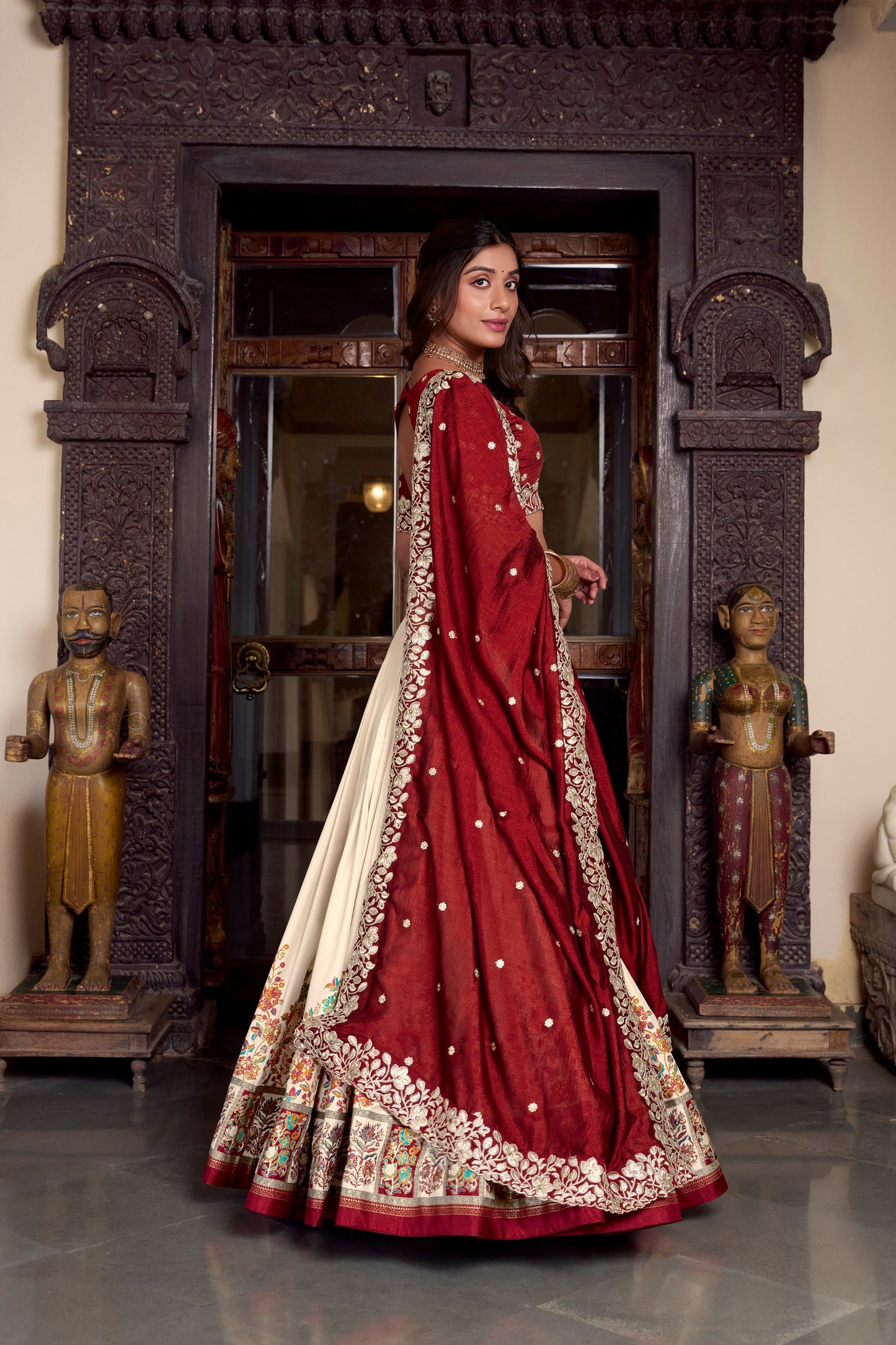Exquisite Tussar Silk Printed Foil Worked Lehenga Choli Set