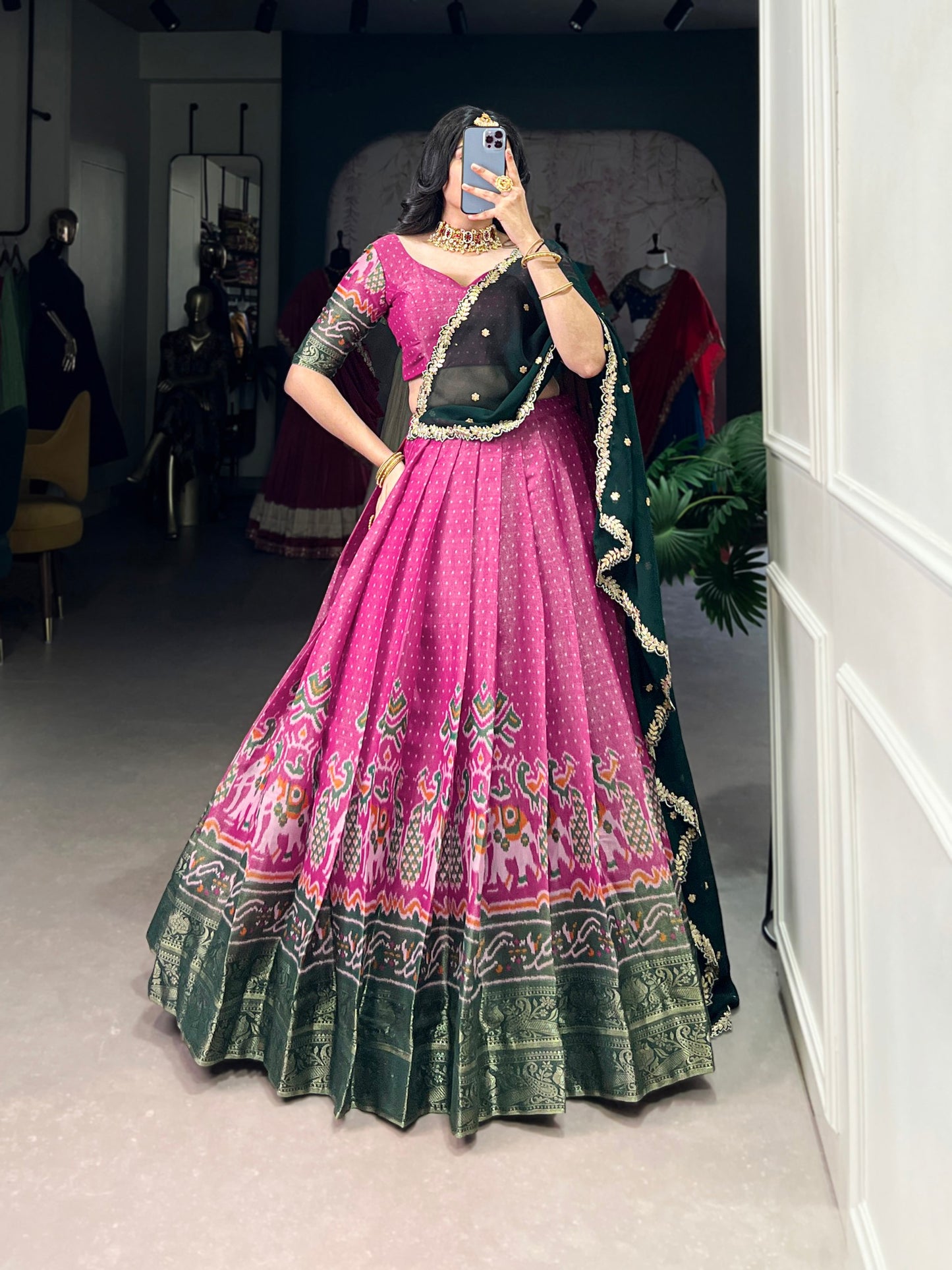 Ravishing Kanchipuram Silk Printed Weaving Worked Lehenga Choli