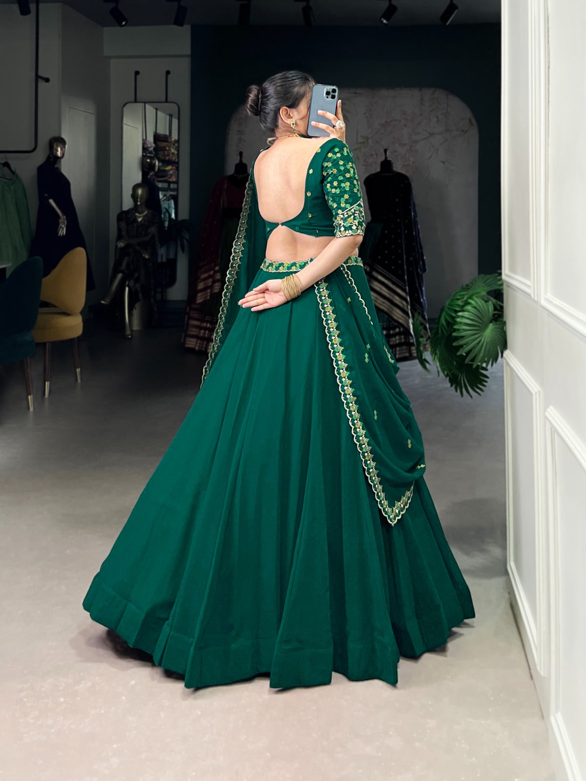Spellbinding Georgette Thread Sequins Embroidered Lehenga Choli
