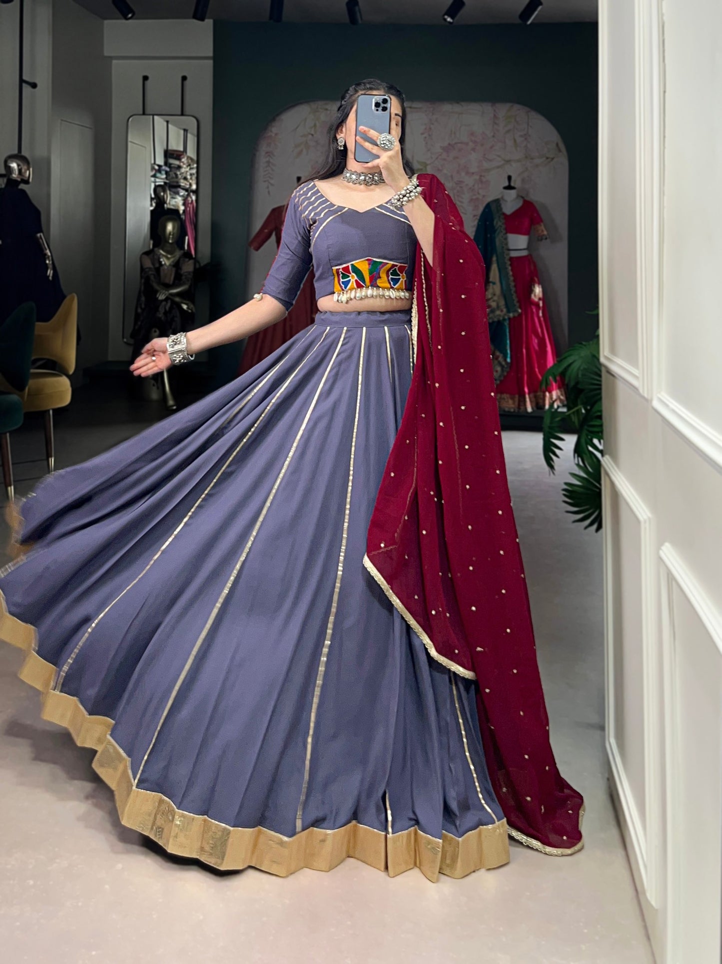 Graceful Pure Rayon Gota Patti Worked Navratri Wear Lehenga Choli