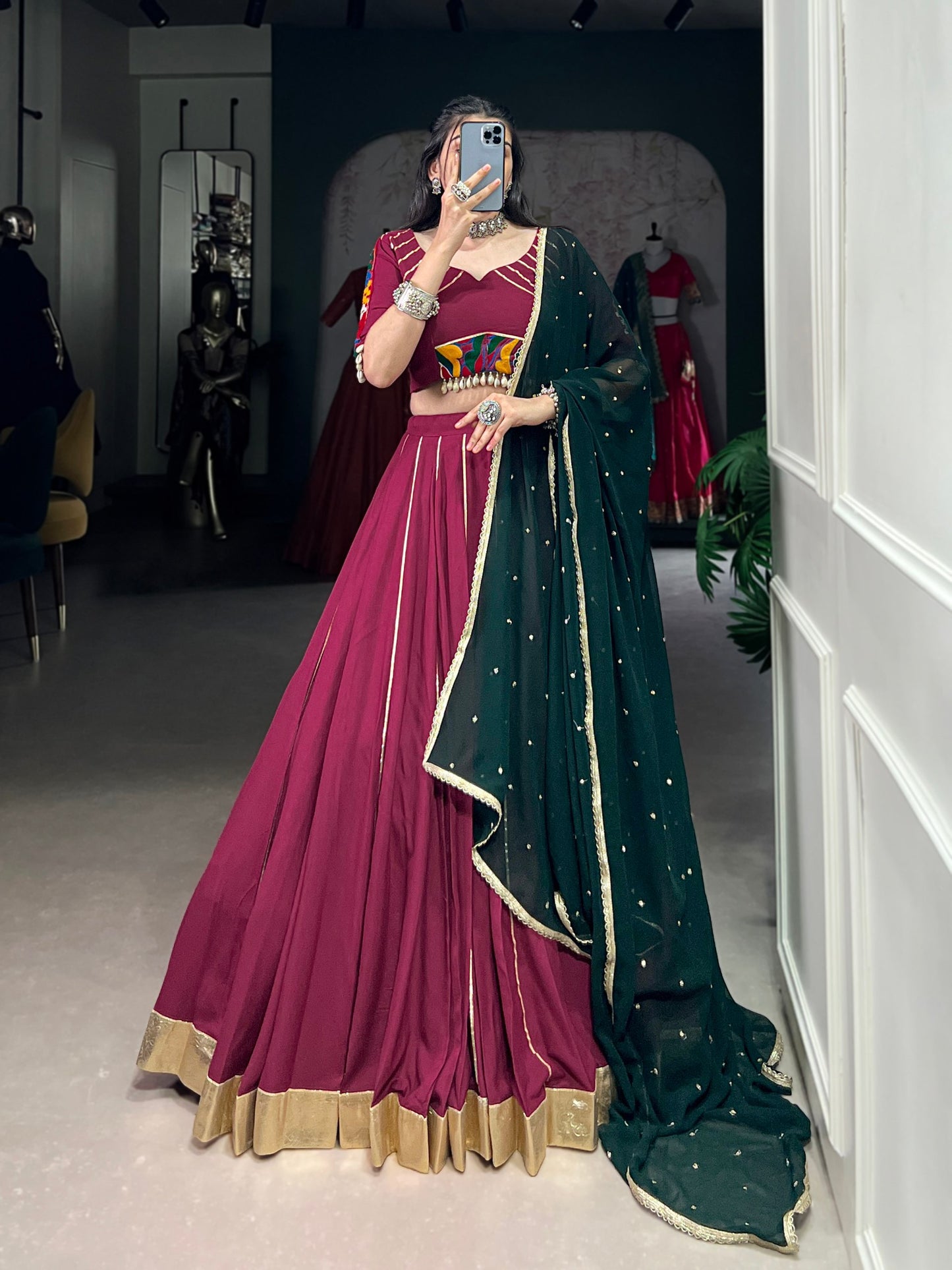 Graceful Pure Rayon Gota Patti Worked Navratri Wear Lehenga Choli
