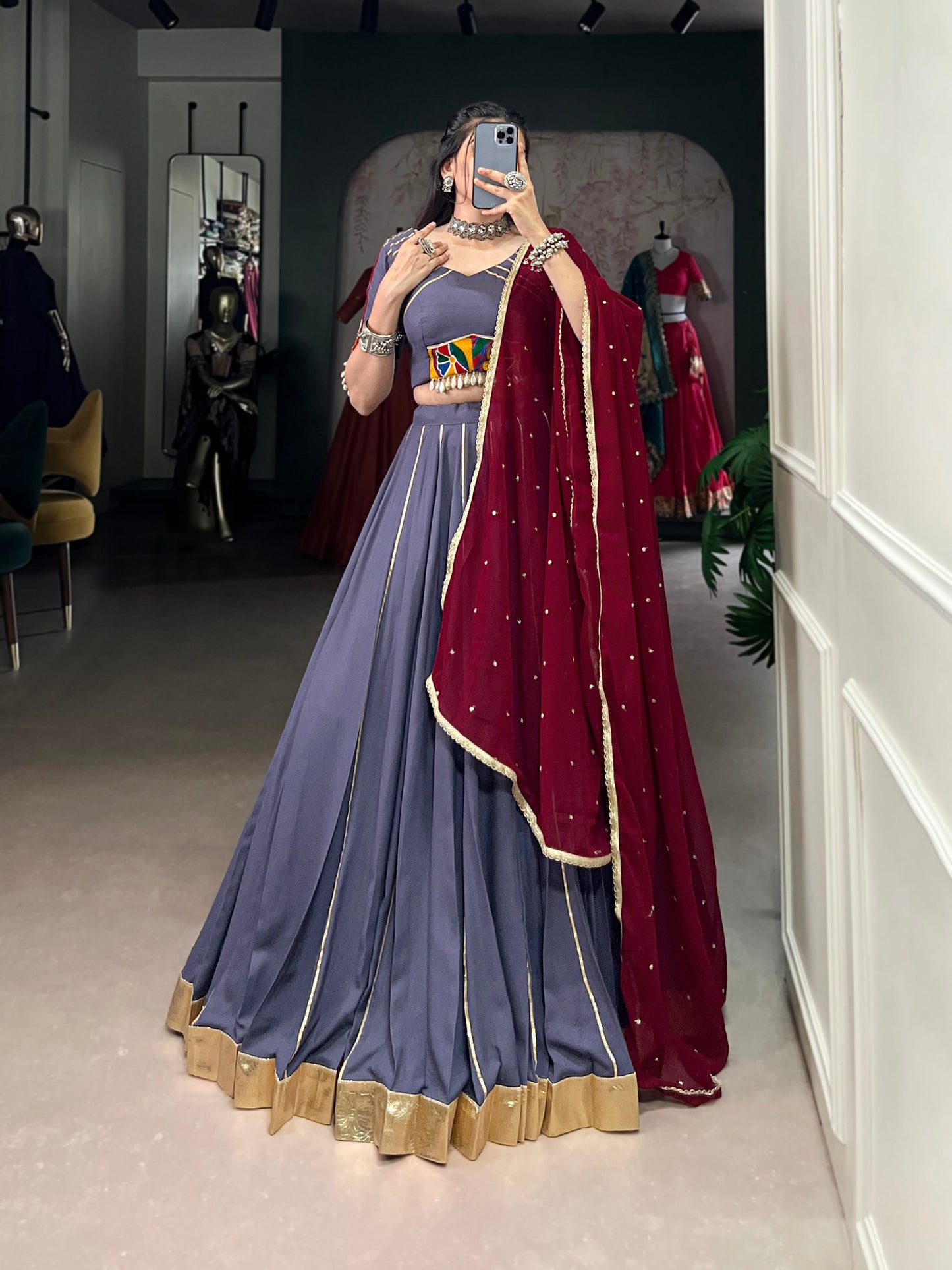 Graceful Pure Rayon Gota Patti Worked Navratri Wear Lehenga Choli