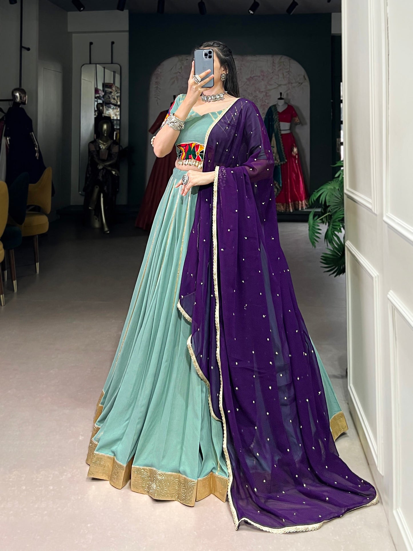 Graceful Pure Rayon Gota Patti Worked Navratri Wear Lehenga Choli