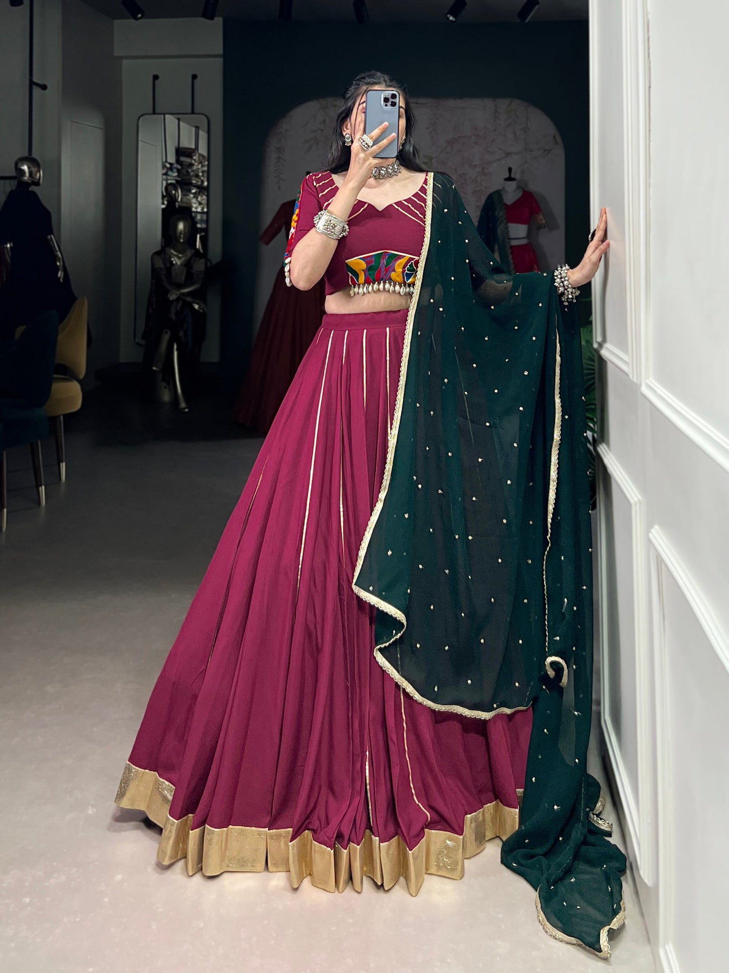 Graceful Pure Rayon Gota Patti Worked Navratri Wear Lehenga Choli