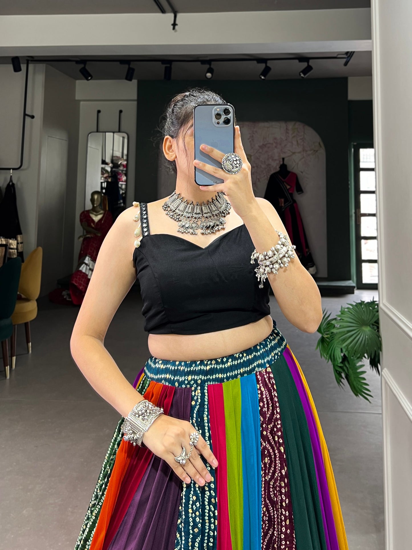 Elegant Multicolored Pure Rayon Printed Navratri Lehenga Choli