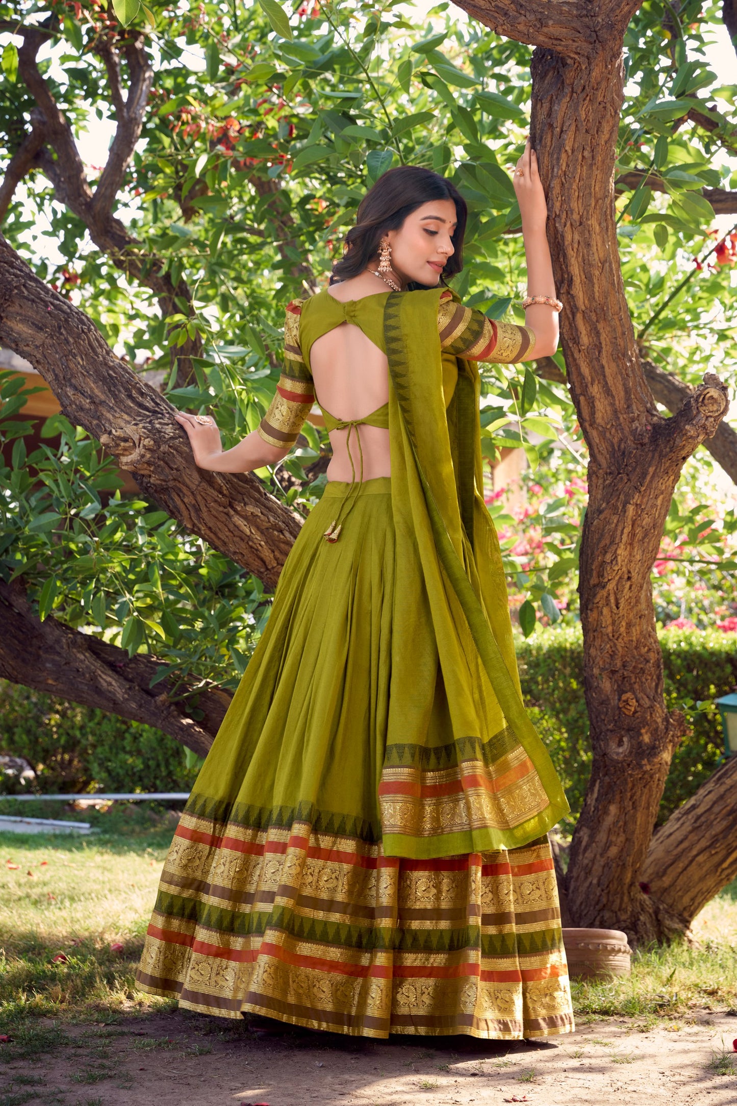 Exquisite Pure Chanderi Zari Weaving Worked Lehenga Choli