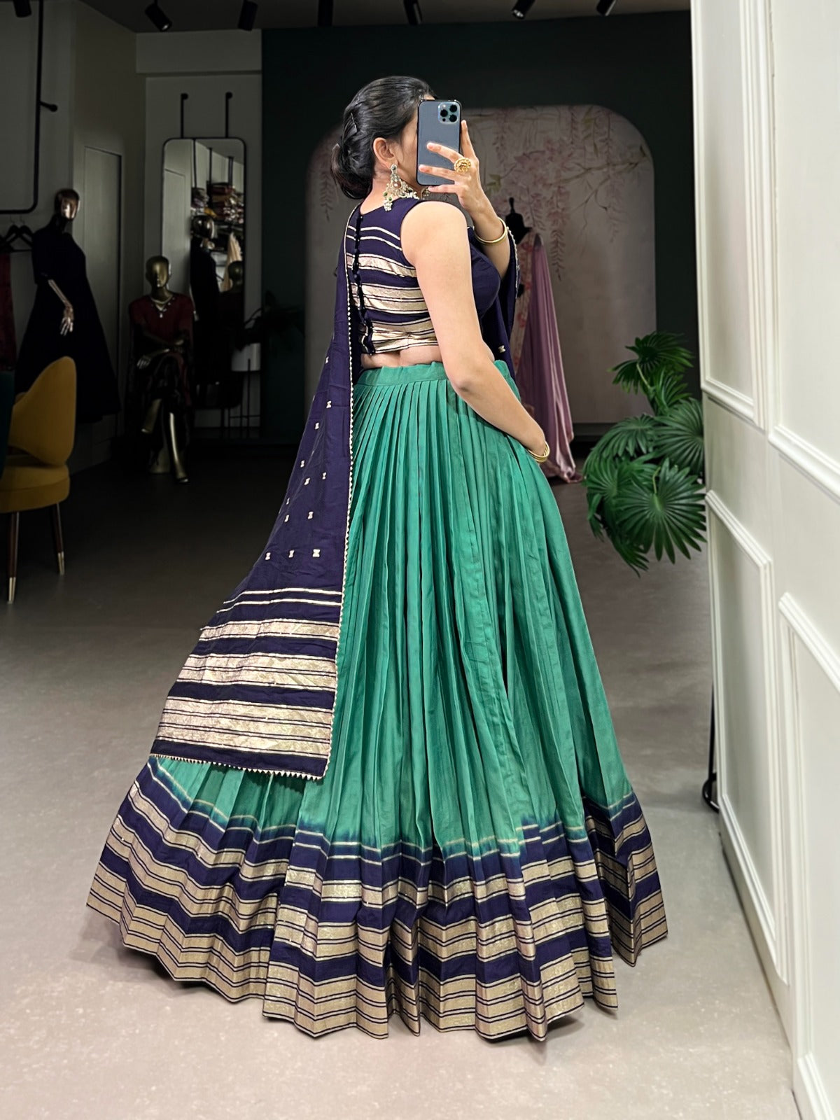 Amazing Pure Chanderi Zari Weaving Border Worked Lehenga Choli