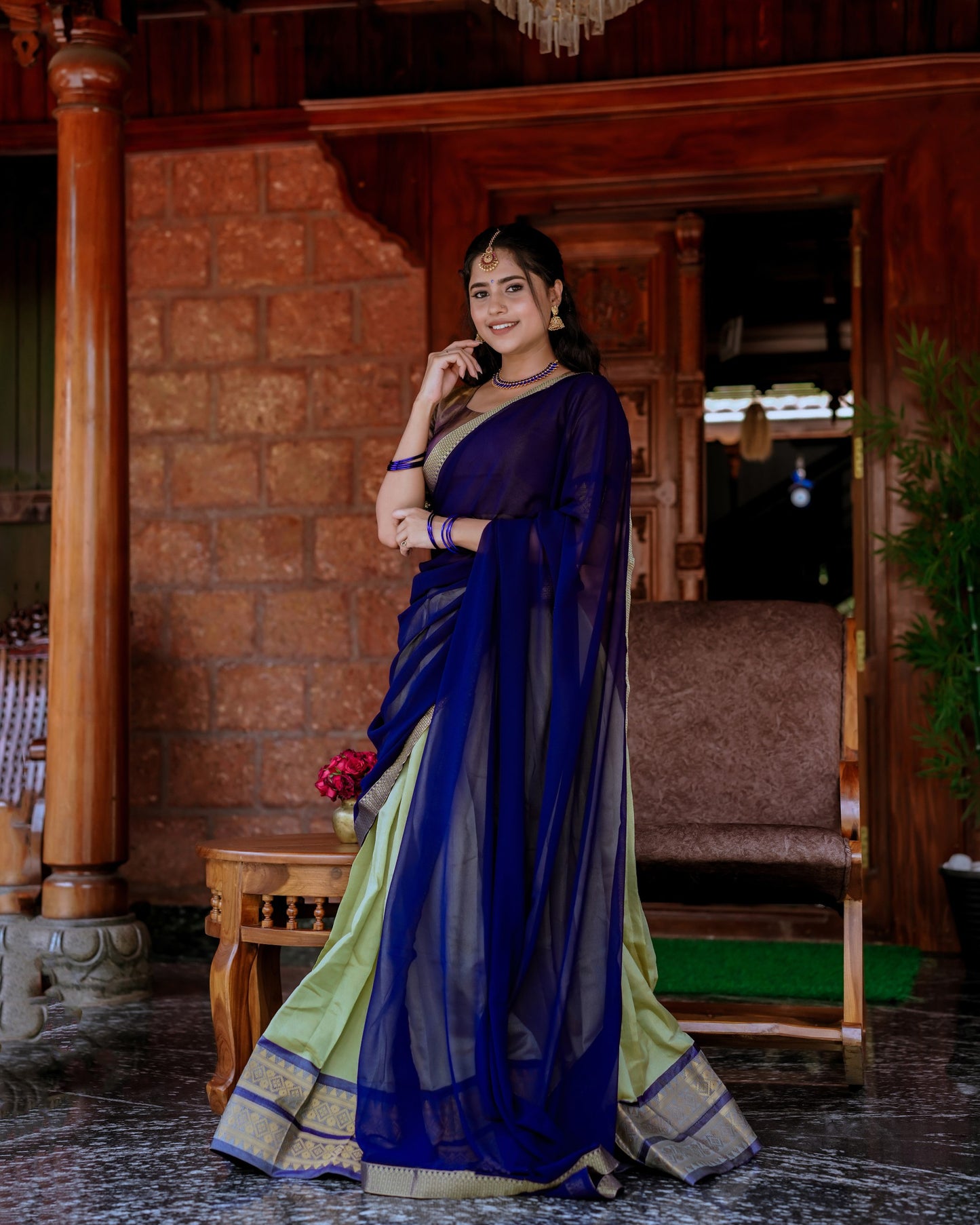 Stunning Pista Green Kanchipuram Silk Zari Weaving Worked Lehenga Choli