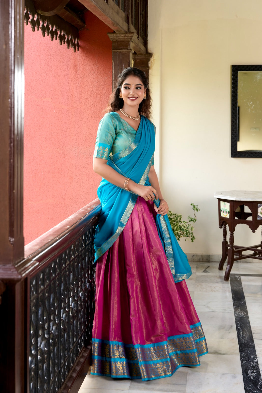 Stunning Kanchipuram Silk Zari Weaving Worked Lehenga Choli - Ethnicwish