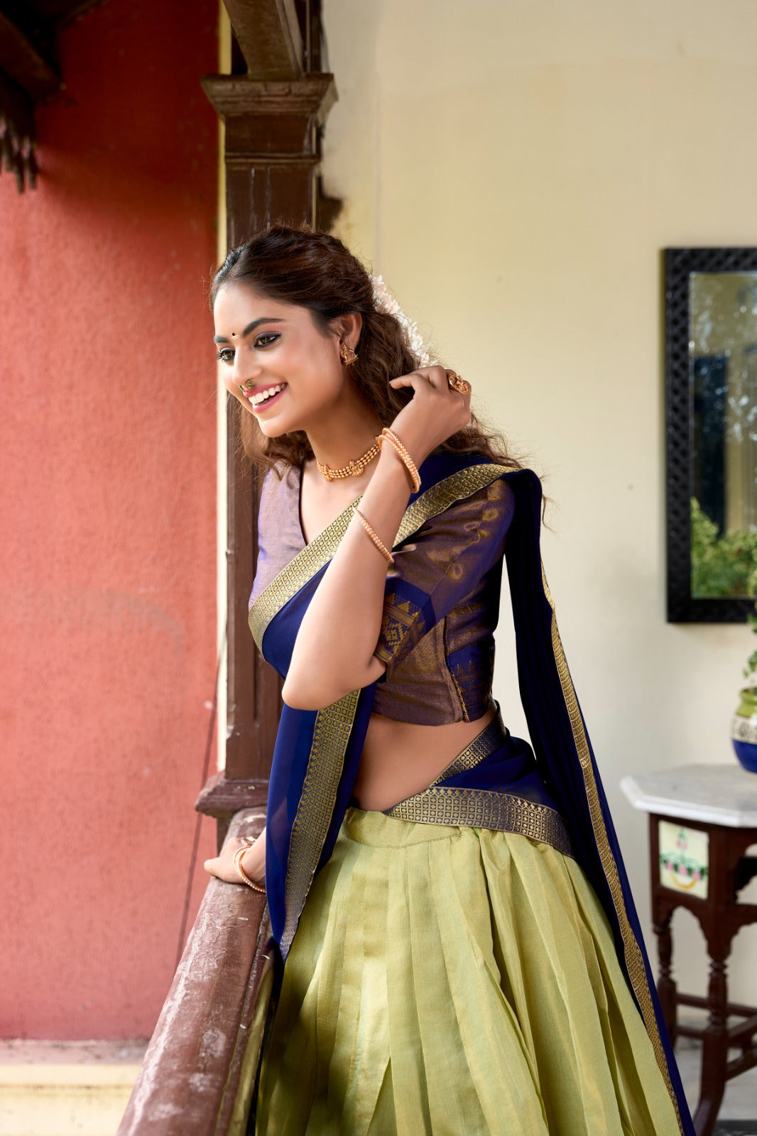 Stunning Kanchipuram Silk Zari Weaving Worked Lehenga Choli - Ethnicwish