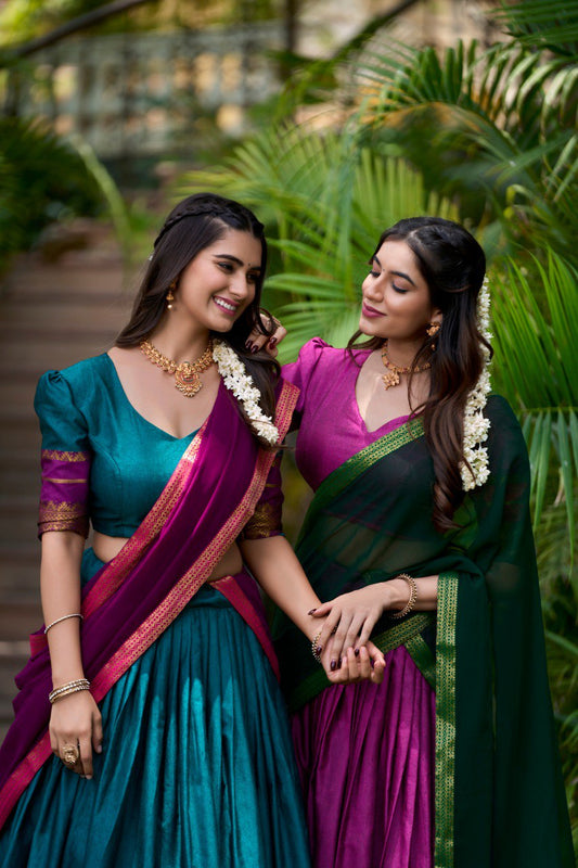 Refined Poly Cotton Zari Weaving Worked Lehenga Choli - Ethnicwish