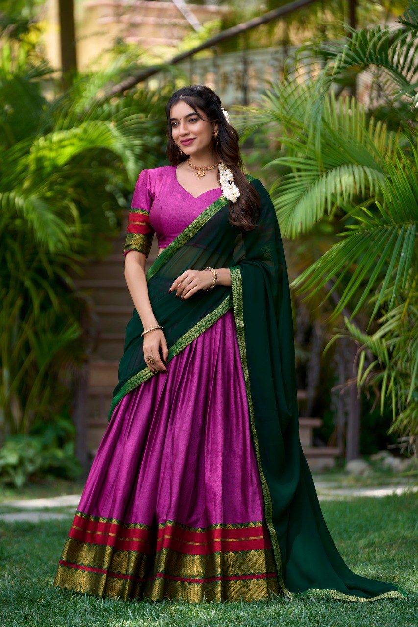 Refined Poly Cotton Zari Weaving Worked Lehenga Choli - Ethnicwish