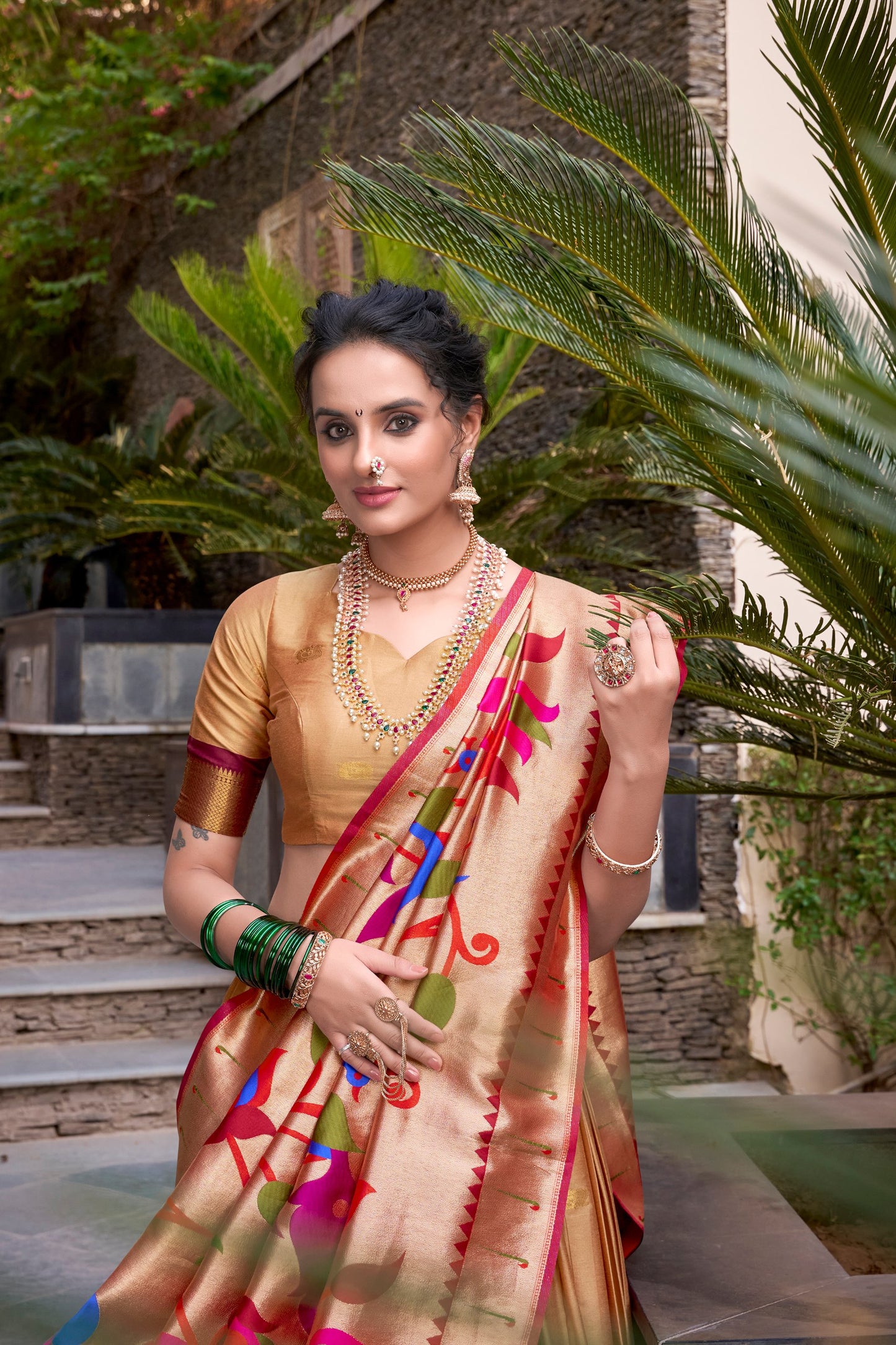 Beautiful Jacquard Silk Paithani Zari Weaving Worked Lehenga Choli