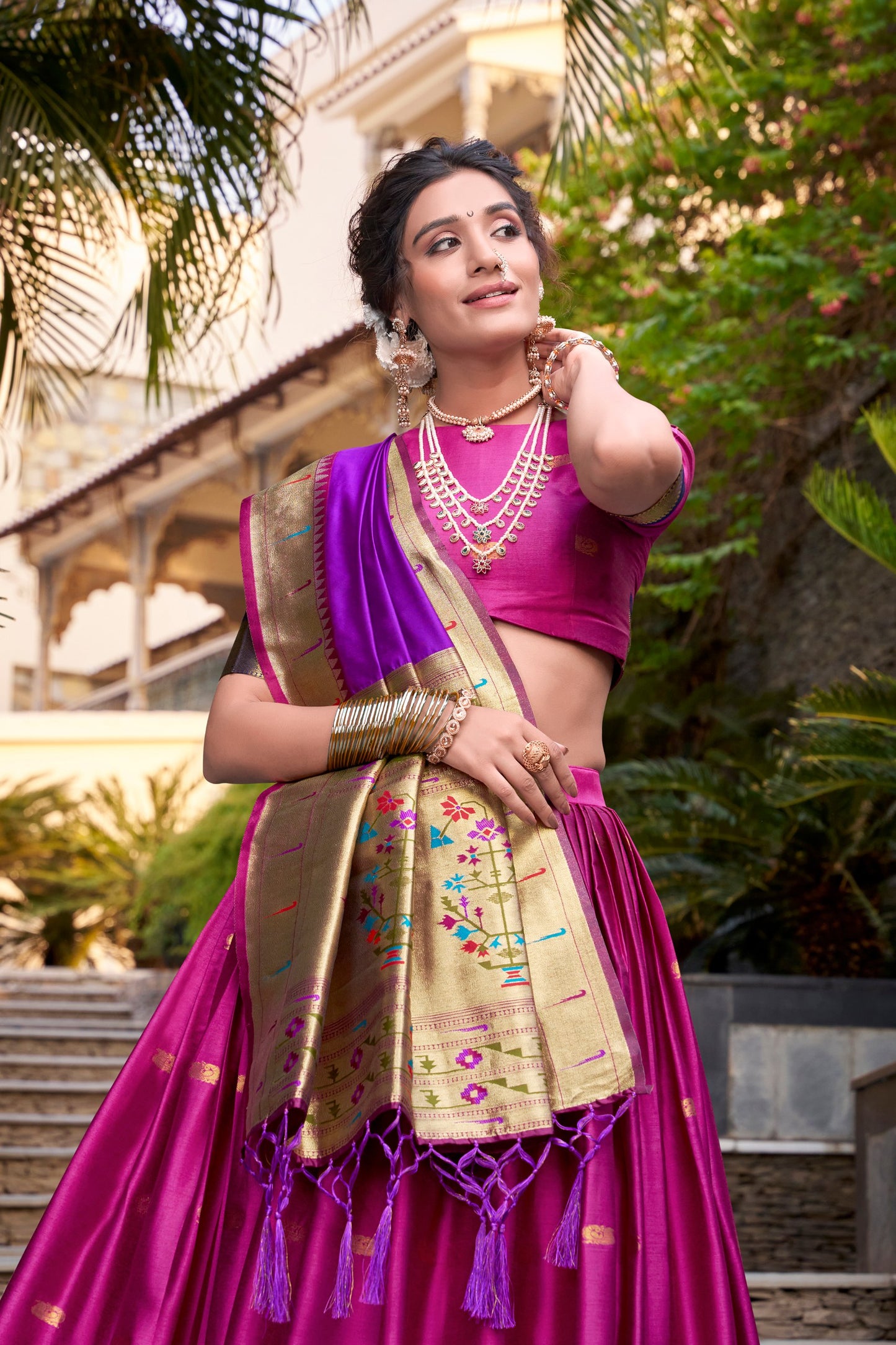Beautiful Jacquard Silk Paithani Zari Weaving Worked Lehenga Choli