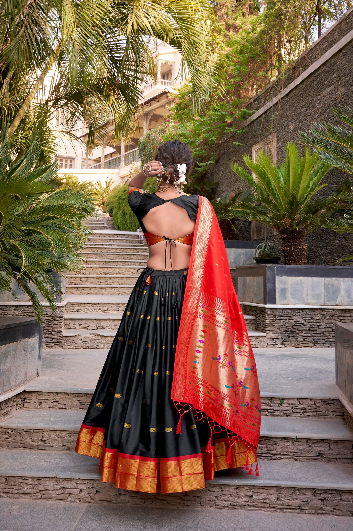 Beautiful Jacquard Silk Paithani Zari Weaving Worked Lehenga Choli