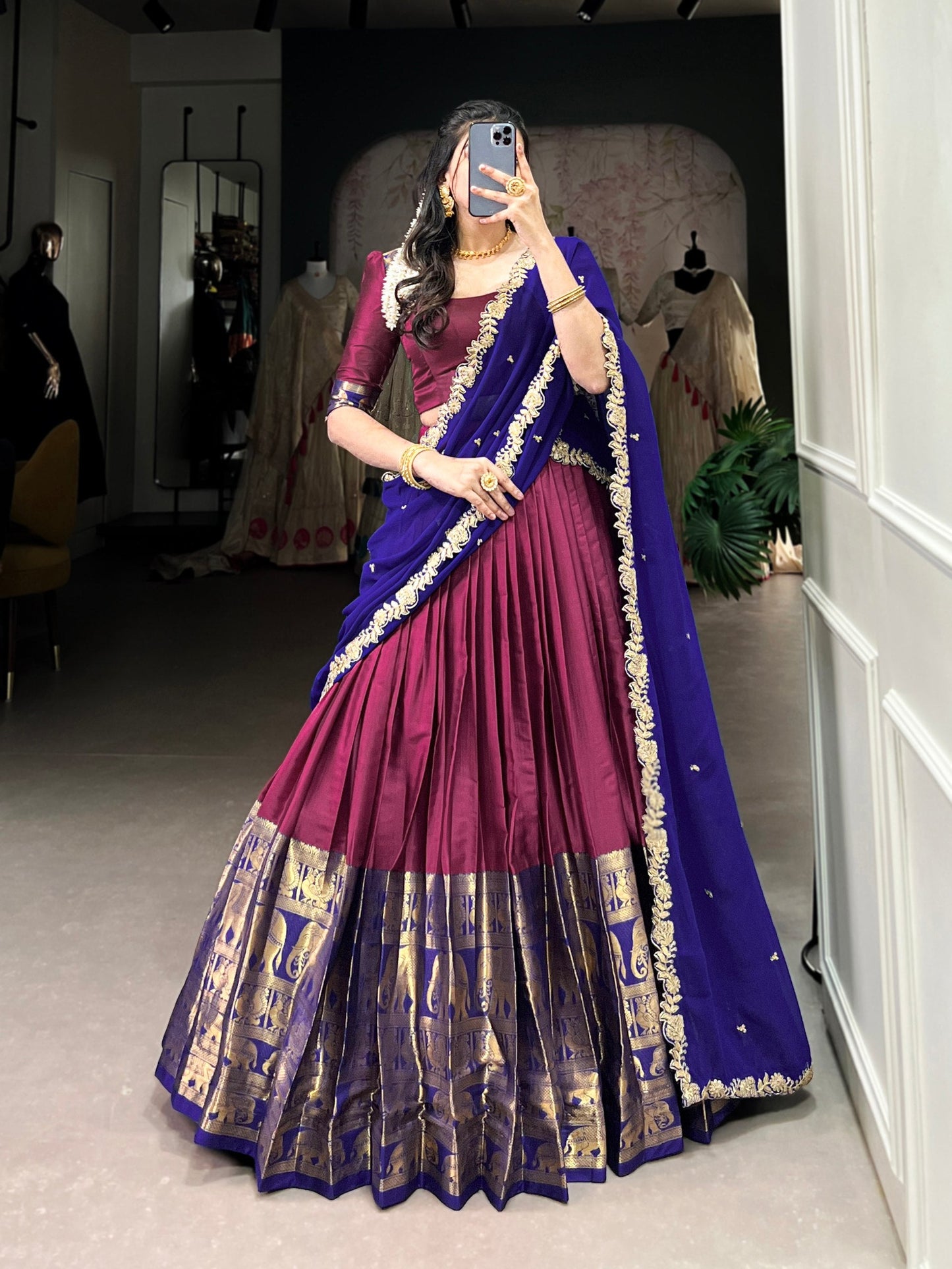 Adorable Narayan Pattu Zari Weaving Worked Lehenga Choli
