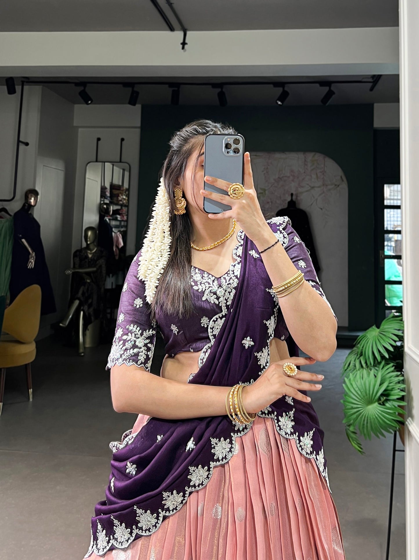 Lovely Zari Cota Weaving Sequins Thread Worked Lehenga Choli