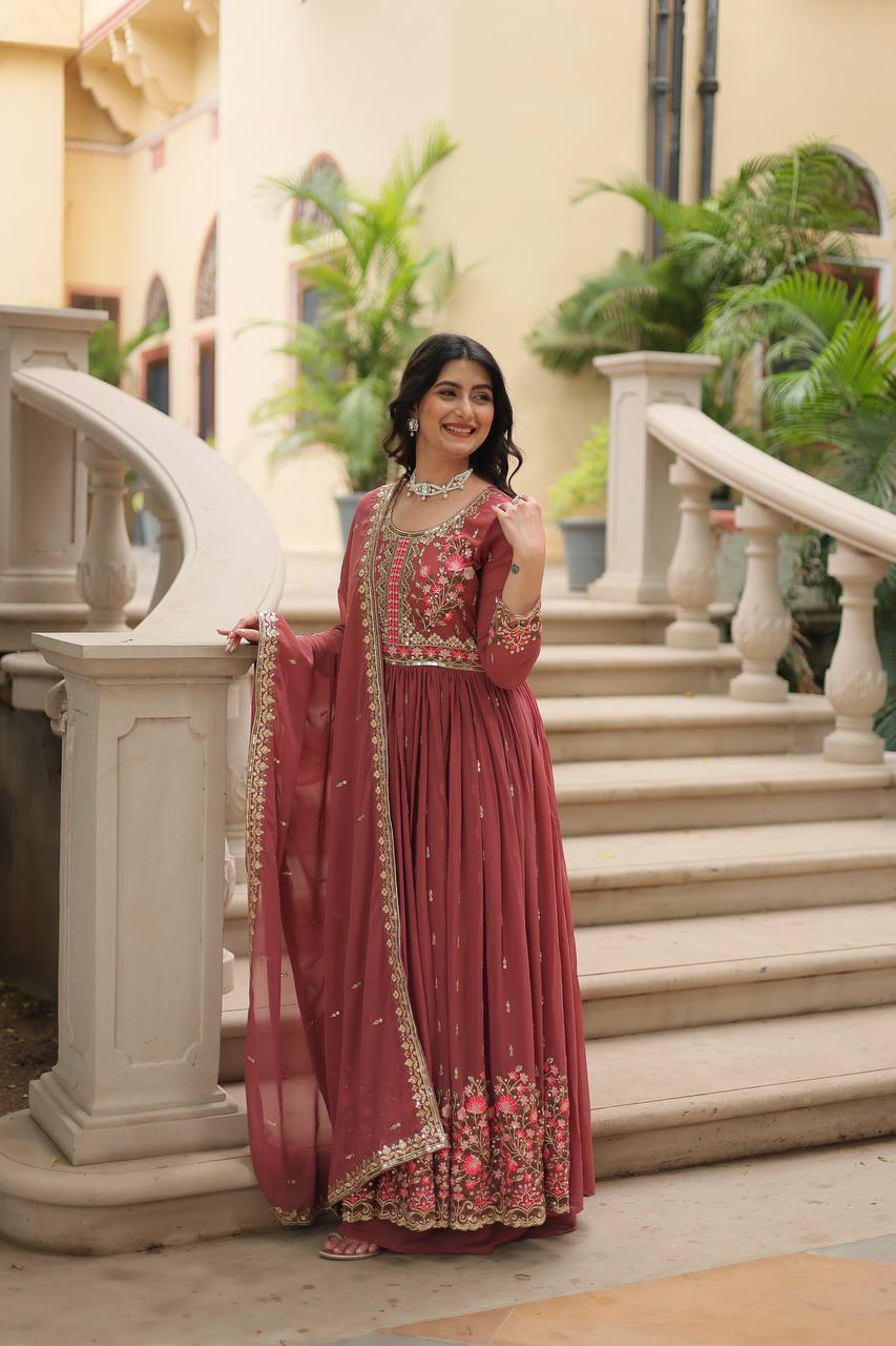 Breathtaking Faux Georgette Rich Sequins Embroidered Top Sharara Suit - Ethnicwish