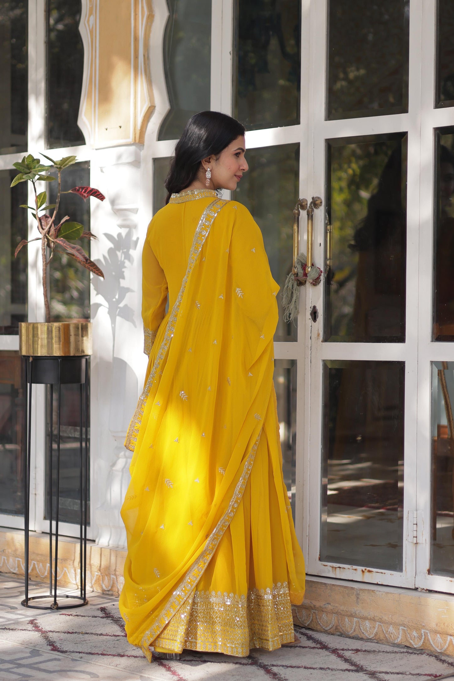 Magnificent Faux Georgette Rich Sequins Embroidered Gown With Dupatta - Ethnicwish