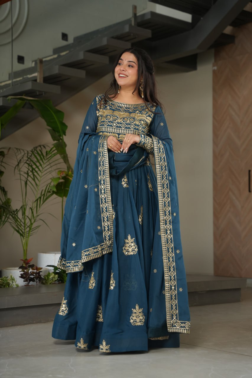 Chinnon Sequins & Beads Embroidered Gown Set With Dupatta